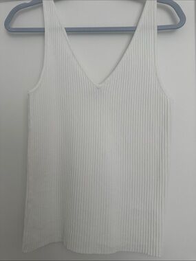 Another Love White Ribbed V-Neck Tank Top